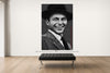 Room view — SINATRA vs MINNELLI, NEW YORK NEW YORK by Alex G Cao shown to scale on a gallery wall at 108 x 72 in. Not a reproduction of the work.