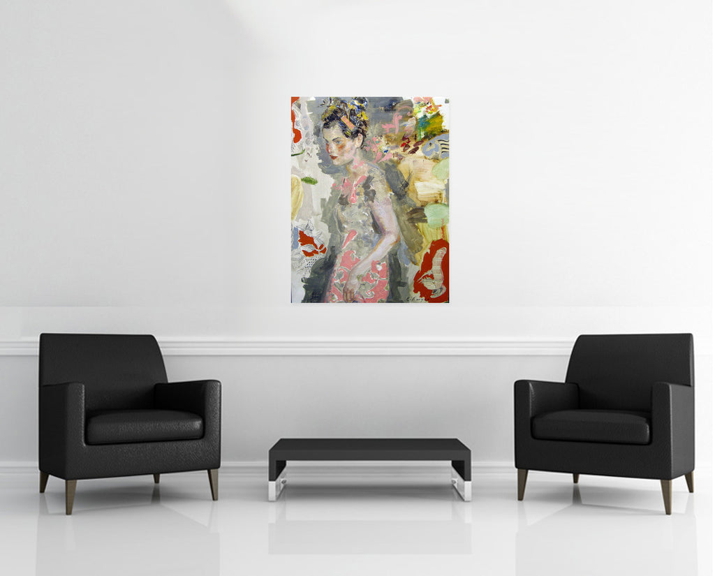 Room view — Star 69 by Charles Dwyer Jr. shown to scale on a gallery wall at 40 x 30 in. Not a reproduction of the work.