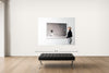 Room view — The Cat, 2018 by Tyler Shields shown to scale on a gallery wall at 71 x 86 in. Not a reproduction of the work.