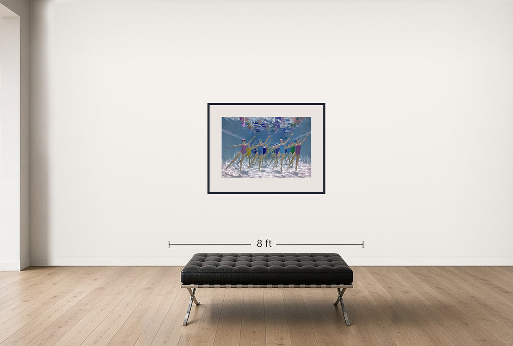 Room view — The Corps de Ballet by Howard Schatz shown to scale on a gallery wall at 30 x 44 in. Not a reproduction of the work.