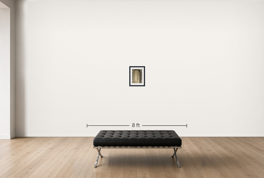 Room view — The George Washington Bridge, 1933 (Vintage) by Margaret Bourke-White shown to scale on a gallery wall at 13.25 x 9.5 in. Not a reproduction of the work.