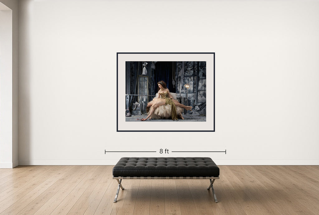 Room view — The Pieta with Brooke Shields by Howard Schatz shown to scale on a gallery wall at 48 x 64 in. Not a reproduction of the work.