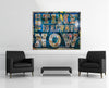 Room view — THE TIME IS ALWAYS NOW by Peter Tunney shown to scale on a gallery wall at 48 x 60 in. Not a reproduction of the work.