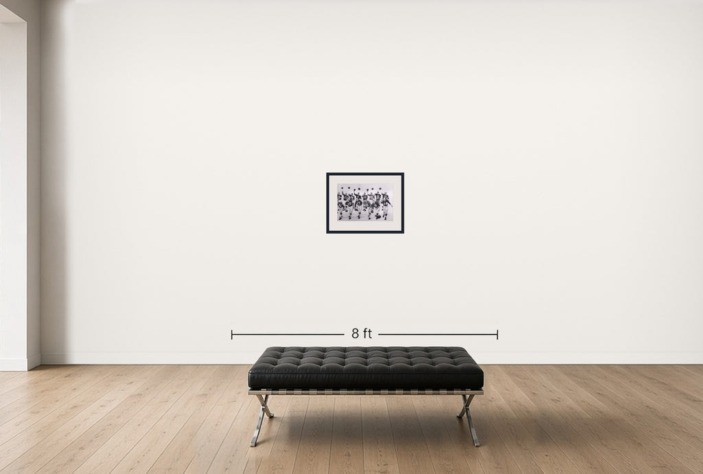 Room view — Top National Quarterbacks 1961 by Ralph Morse shown to scale on a gallery wall at 16 x 20 in. Not a reproduction of the work.