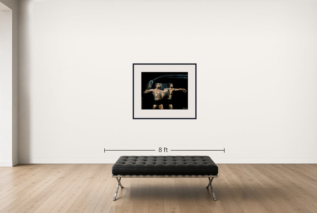 Room view — Tyrod Taylor, QB - #4 by Howard Schatz shown to scale on a gallery wall at 30 x 40 in. Not a reproduction of the work.