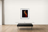 Room view — Underwater Study #1335 by Howard Schatz shown to scale on a gallery wall at 55 x 54 in. Not a reproduction of the work.