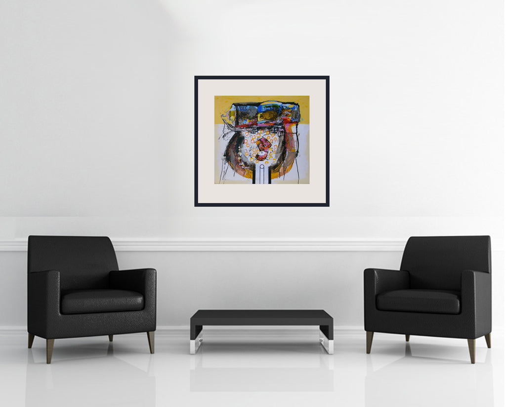 Room view — Untitled - 1/13/88 by Robert Kaupelis shown to scale on a gallery wall at 27.5 x 25.5 in. Not a reproduction of the work.