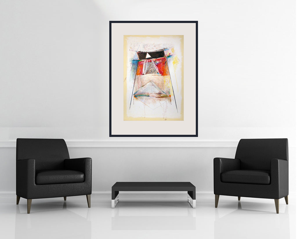 Room view — Untitled - 1/3/79 by Robert Kaupelis shown to scale on a gallery wall at 39.25 x 27.5 in. Not a reproduction of the work.