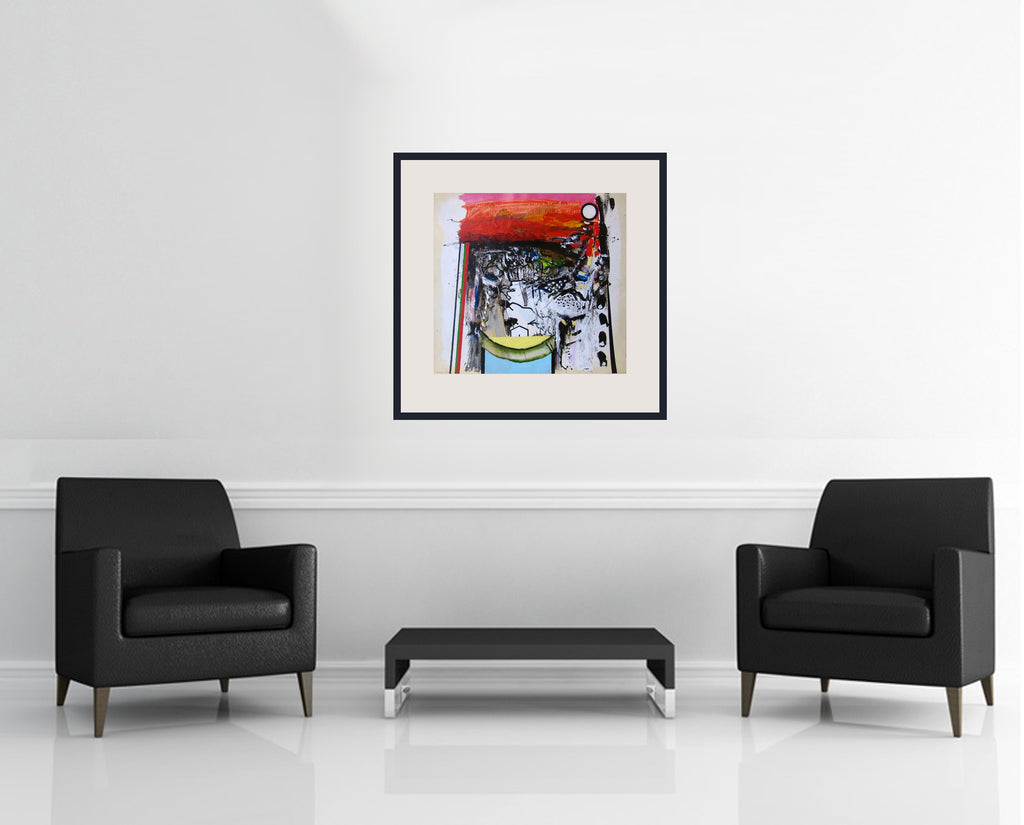 Room view — Untitled - 5/18/88 by Robert Kaupelis shown to scale on a gallery wall at 27.5 x 25.5 in. Not a reproduction of the work.