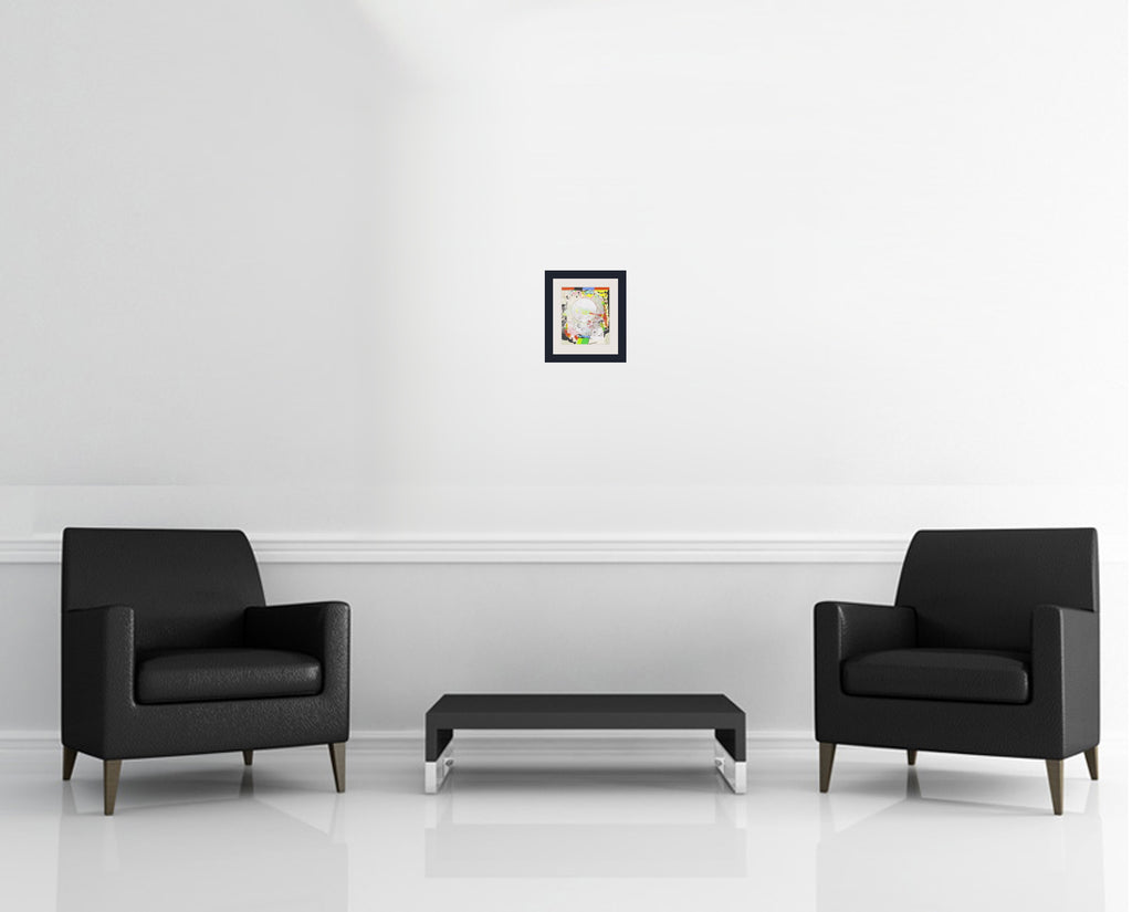 Room view — Untitled - 8/5/90 by Robert Kaupelis shown to scale on a gallery wall at 7 x 5.75 in. Not a reproduction of the work.