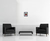 Room view — Untitled - 9/11/85 by Robert Kaupelis shown to scale on a gallery wall at 7 x 5.75 in. Not a reproduction of the work.