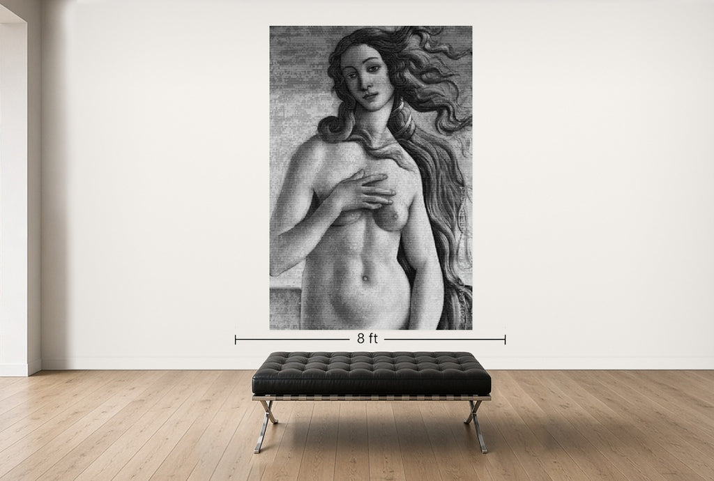 Room view — Venus vs. David, 2011 by Alex G Cao shown to scale on a gallery wall at 108 x 72 in. Not a reproduction of the work.