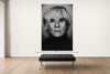 Room view — Warhol vs. Mao, after Mapplethorpe by Alex G Cao shown to scale on a gallery wall at 108 x 72 in. Not a reproduction of the work.
