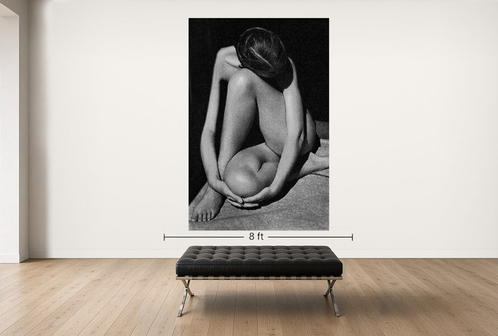 Room view — Weston Nude vs Weston Pepper by Alex G Cao shown to scale on a gallery wall at 108 x 72 in. Not a reproduction of the work.