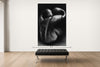Room view — Weston Pepper  vs Weston Nude by Alex G Cao shown to scale on a gallery wall at 108 x 72 in. Not a reproduction of the work.