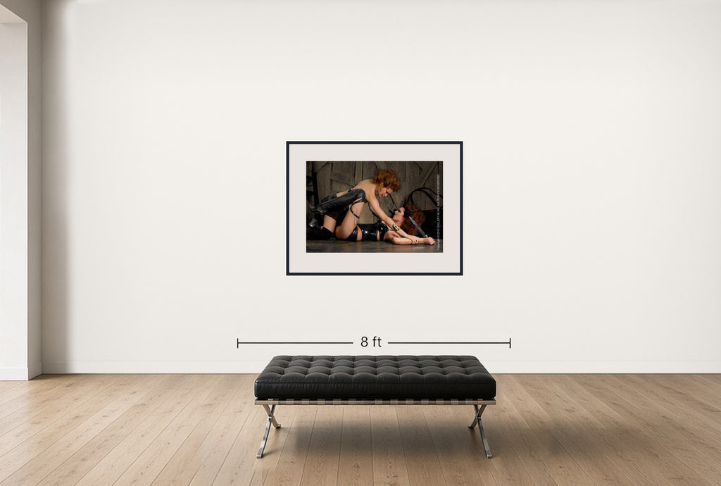 Room view — Wrath - B by Howard Schatz shown to scale on a gallery wall at 38 x 48 in. Not a reproduction of the work.