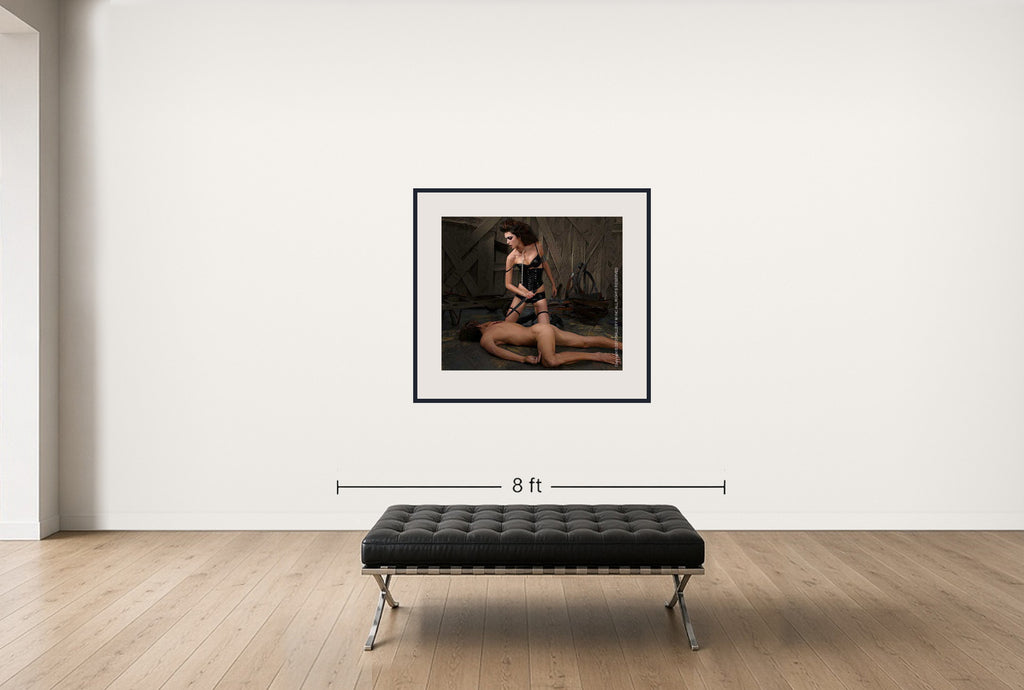 Room view — Wrath by Howard Schatz shown to scale on a gallery wall at 38 x 48 in. Not a reproduction of the work.