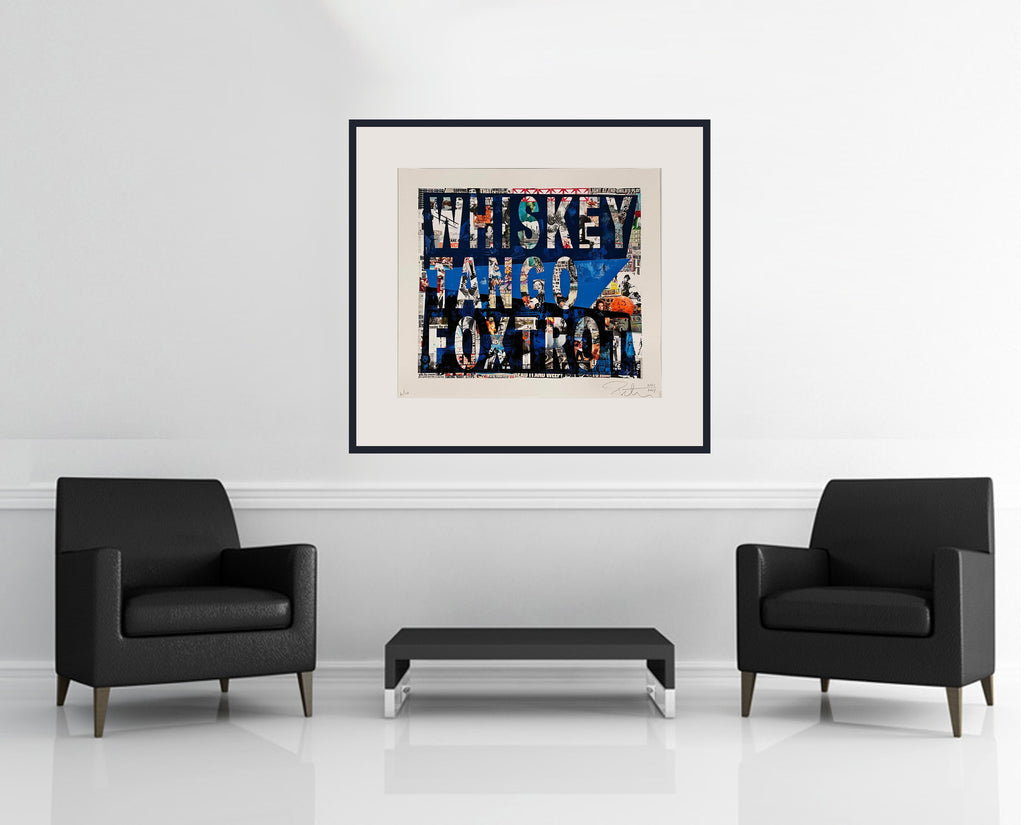 Room view — WTF, 2014 - Limited by Peter Tunney shown to scale on a gallery wall at 31 x 35 in. Not a reproduction of the work.