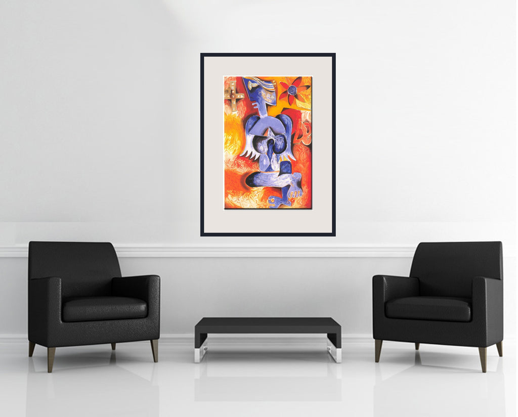 Room view — Your Faith in Me by Alexandra Nechita shown to scale on a gallery wall at 35.5 x 23.75 in. Not a reproduction of the work.