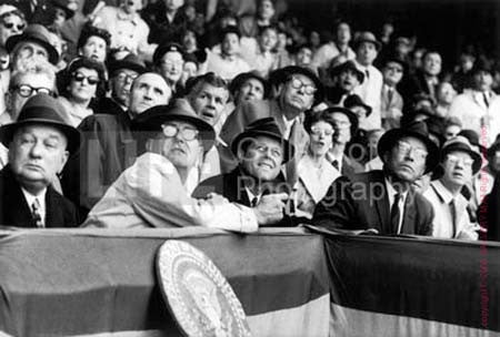 John F. Kennedy and Lyndon Johnson At Opening Day by Neil Leifer