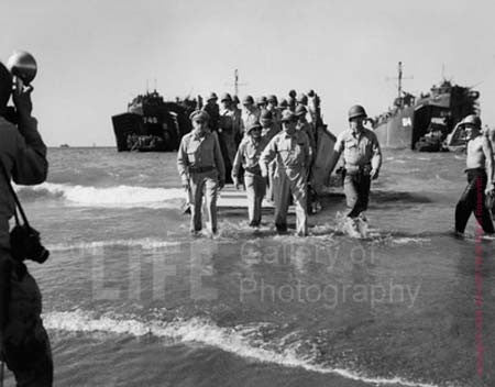 General Macathur and General Richard Sutherland Wading Ashore in Luzon by Carl Mydans