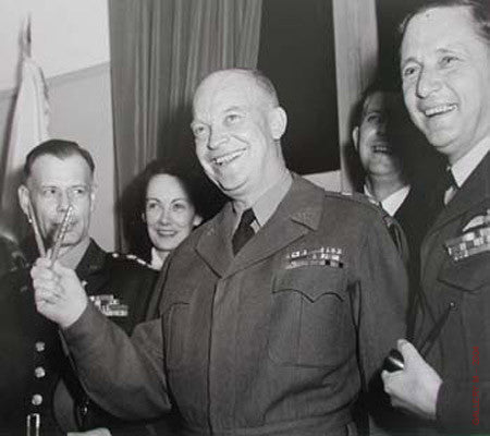 Eisenhower gives V at German Surrender by Ralph Morse