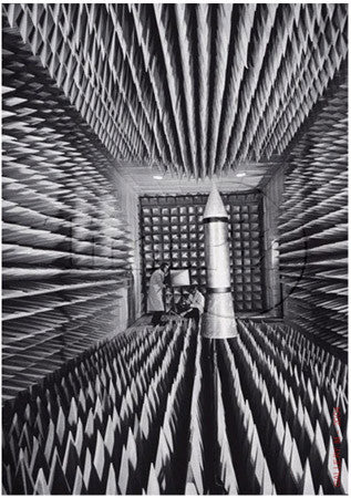 RADAR ECHOES ABSORBED IN ANACHOIC CHAMBER WITH ICBM MODEL by Ralph Morse