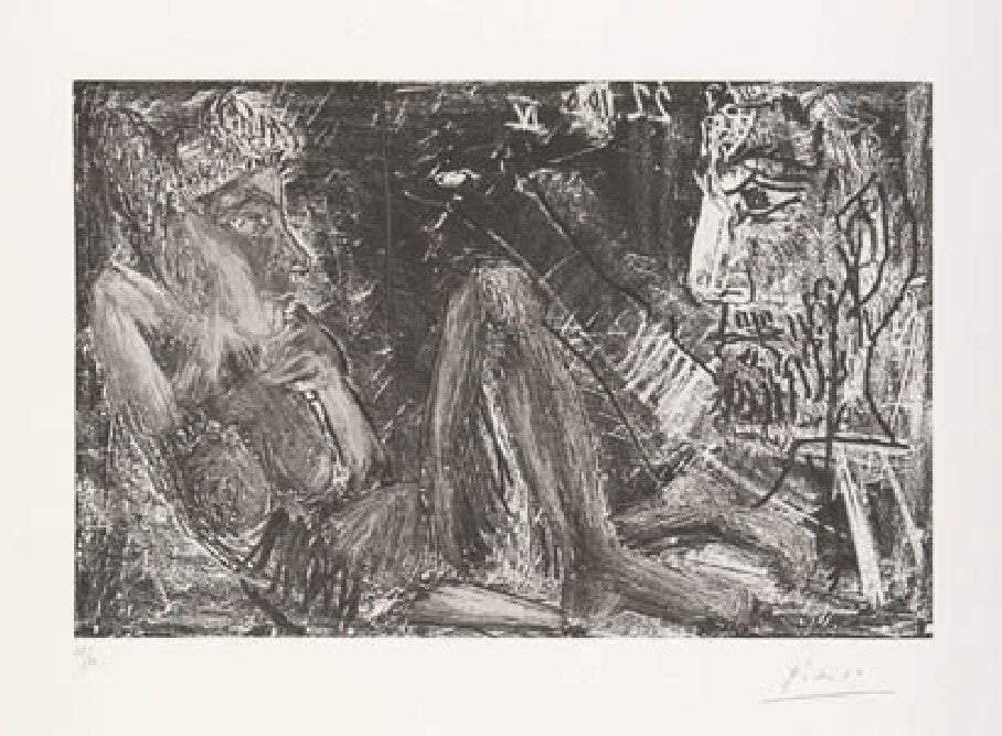 Picasso's Etchings include Peintre en demi-figure et modele au chignon